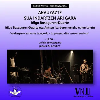 Aurkezpena // Presentación del libro AKAUZAZTE. SUA INDARTZEN ARI GARA de Iñigo Basaguren-Duarte